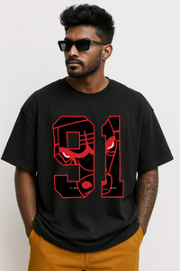 Men’s "91 FAUX BACK" Graphic Oversized T-shirt