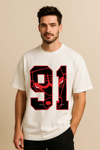 Men’s "91 FAUX BACK" Graphic Oversized T-shirt