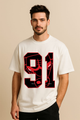 Men’s "91 FAUX BACK" Graphic Oversized T-shirt