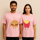 A Perfect Combo: Burger & Fries Printed Couple Duo Oversized T-shirts