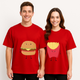 A Perfect Combo: Burger & Fries Printed Couples Oversized T-shirt