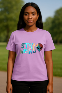 Unisex "STAY WEIRD" Alien Graphic Regular Fit T-shirt