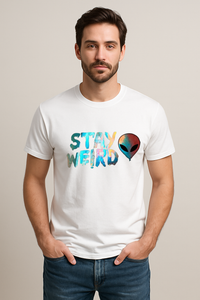 Unisex "STAY WEIRD" Alien Graphic Regular Fit T-shirt
