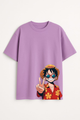 Men's One Piece Luffy Peace Sign Printed Oversized T-shirt -Anime Inspired