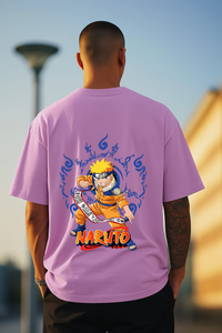 Naruto Ramen & Silhouette Printed Oversized T-shirt