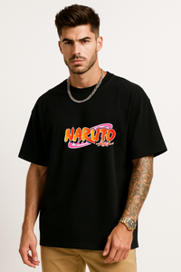 Naruto Ramen & Silhouette Printed Oversized T-shirt