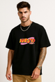 Naruto Ramen & Silhouette Printed Oversized T-shirt