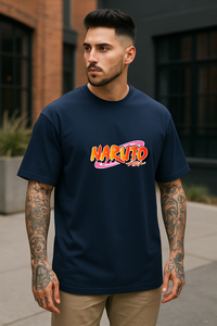 Naruto Ramen & Silhouette Printed Oversized T-shirt