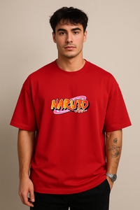Naruto Ramen & Silhouette Printed Oversized T-shirt