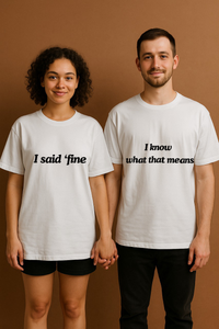 The Ultimate Dynamic Duo: "Solution to Her Problems / Problem to His Solutions" Couples Oversized T-shirt