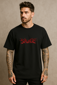 Men's "Savage Inferno" Oversized Crew Neck T-shirt