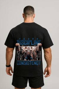 Men's "DISCIPLINE & CONSISTENCY" Gym Graphic Oversized T-shirt