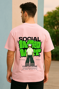 Men's "Social Introvert" Graphic Oversized Crew Neck T-shirt