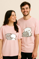 Love in Every Thread: Cute Cats Printed Couples Oversized T-shirt