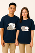 Love in Every Thread: Cute Cats Printed Couples Oversized T-shirt