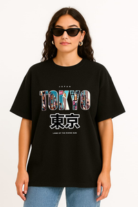 Women’s "Tokyo Cityscape" Graphic Oversized Crew Neck T-shirt