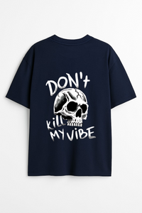 Men’s "Don't Kill My Vibe" Skull Graphic Oversized T-shirt