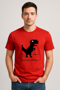 Men’s "You Are Offline" Pixel Dinosaur Graphic Regular Fit T-shirt