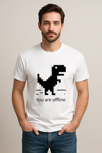 Men’s "You Are Offline" Pixel Dinosaur Graphic Regular Fit T-shirt