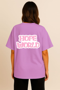 Women’s "HOPE WORLD" BT21 Mang Graphic Oversized T-shirt -BTS Inspired