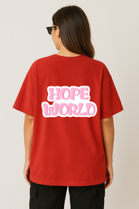 Women’s "HOPE WORLD" BT21 Mang Graphic Oversized T-shirt -BTS Inspired