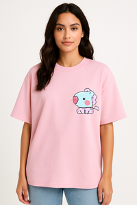 Women’s "HOPE WORLD" BT21 Mang Graphic Oversized T-shirt -BTS Inspired