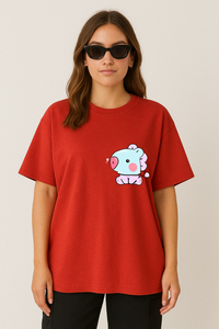 Women’s "HOPE WORLD" BT21 Mang Graphic Oversized T-shirt -BTS Inspired