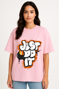Women's "Just Do It" Graffiti Printed Oversized T-shirt