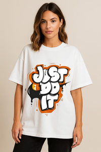 Women's "Just Do It" Graffiti Printed Oversized T-shirt