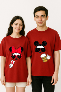 Cheers to Us: Mickey & Minnie Duo Printed Couple Oversized T-shirts