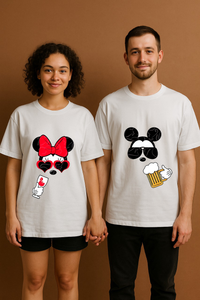 Cheers to Us: Mickey & Minnie Duo Printed Couple Oversized T-shirts