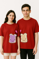 Perfectly Paired: Peanut Butter & bread Printed Couple Duo Oversized T-shirts