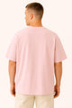 Men's Baby Pink Oversized Plain Crew Neck T-shirt