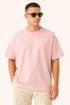 Men's Baby Pink Oversized Plain Crew Neck T-shirt