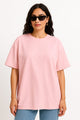 Women's Baby Pink Oversized Crew Neck T-shirt