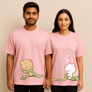 Couple's "Cozy Bears" Printed Oversized T-shirt