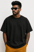 Men's Black Plain Oversized Crew Neck T-shirt