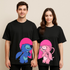 Couple's "Stitch & Angel Love" Printed Oversized T-shirt
