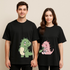 Couple's Playful Dinosaurs Printed Oversized T-shirt