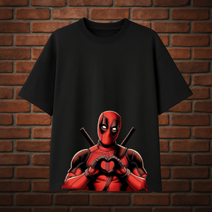 Deadpool "Heart Hands" Printed Oversized T-shirt