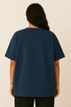 Women's Navy Blue Plain Oversized Crew Neck T-shirt