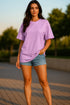 Women's Lavender oversized Crew Neck Plain T-shirt