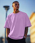 Men's Lavender Oversized Plain Crew Neck T-shirt