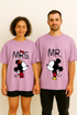 Couple's Mickey & Minnie "Mr. & Mrs." Printed Oversized T-shirt