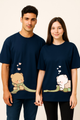 Couple's "Cozy Bears" Printed Oversized T-shirt