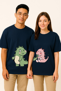 Couple's "Playful Dinosaurs" Printed Oversized T-shirt