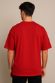 Men's Red Oversized Plain Crew Neck T-shirt