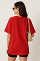 Women's Red Oversized Plain T-shirt