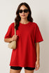 Women's Red Oversized Plain T-shirt