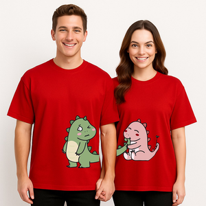 Couple's "Playful Dinosaurs" Printed Oversized T-shirt
